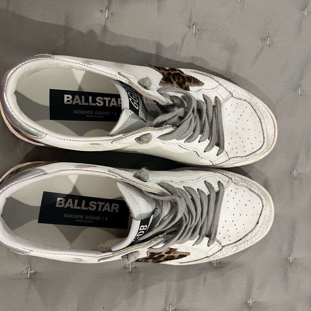Golden Goose White Sneakers with Gray Accents. Worn four times. - Picture 2 of 8